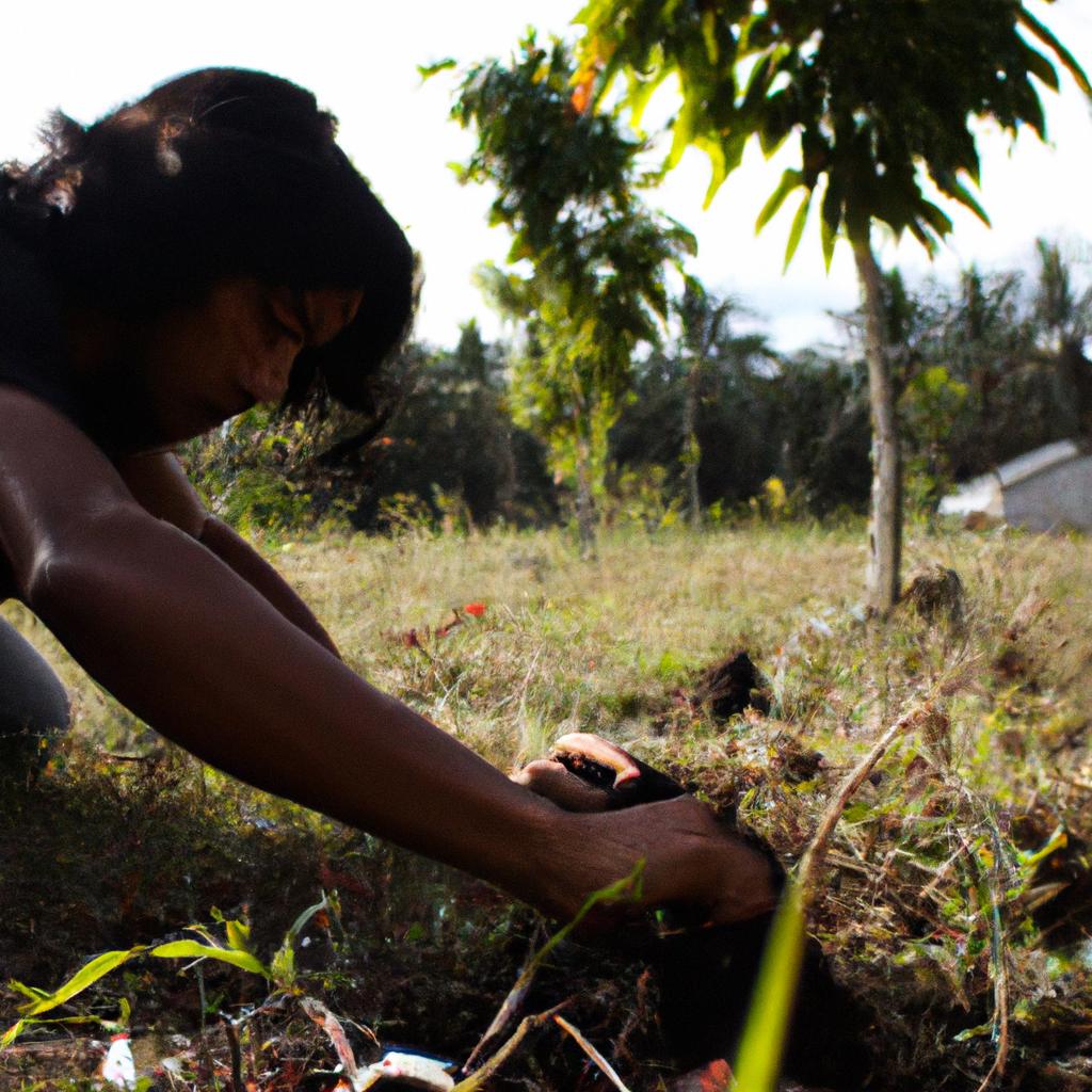 Person practicing agroforestry techniques
